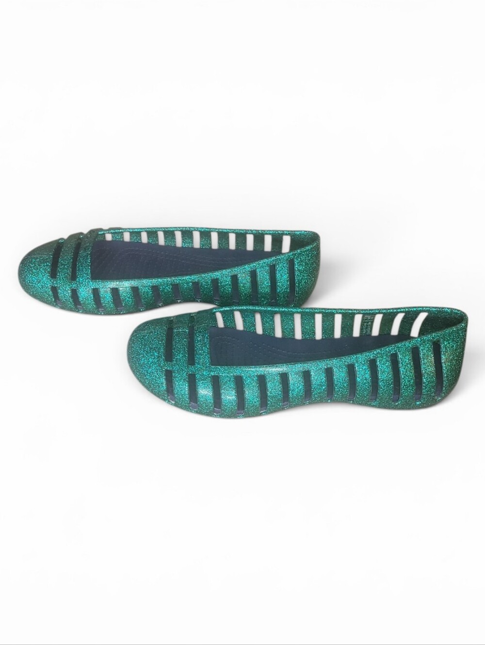 Crocs Girls Green Glitter Slip-On Flats